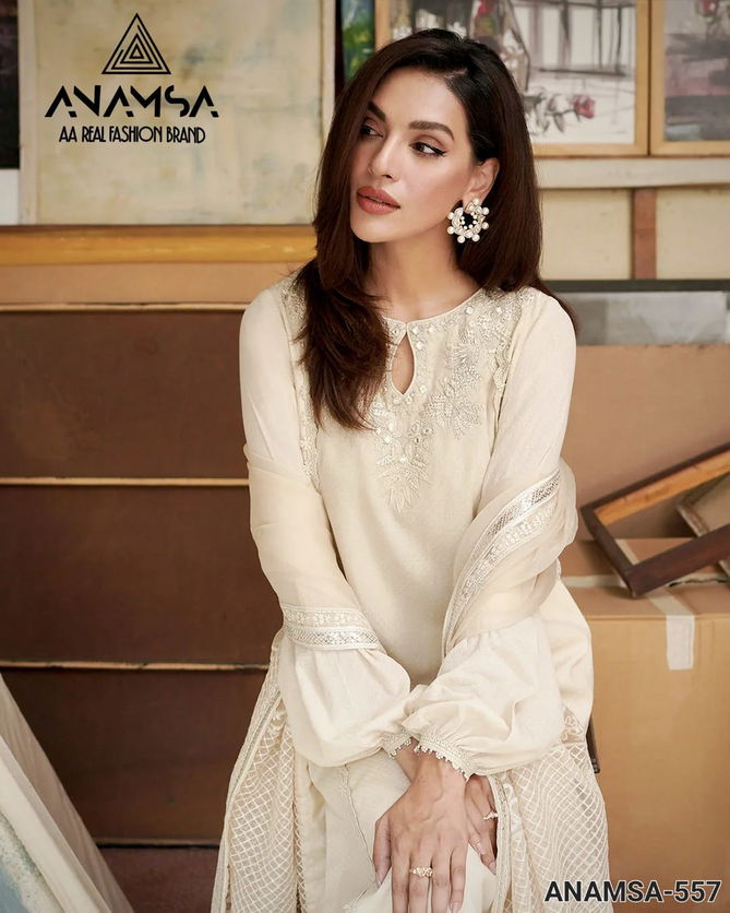 Anamsa 557 Rayon Cotton Embroidery Design Pakistani Suit Wholesalers In Delhi
